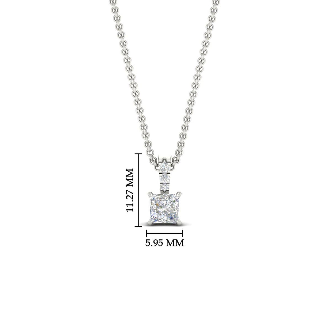 Pavé Bail Princess Cut Diamond Pendant