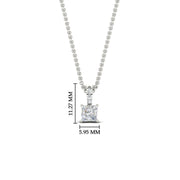 Pavé Bail Princess Cut Diamond Pendant