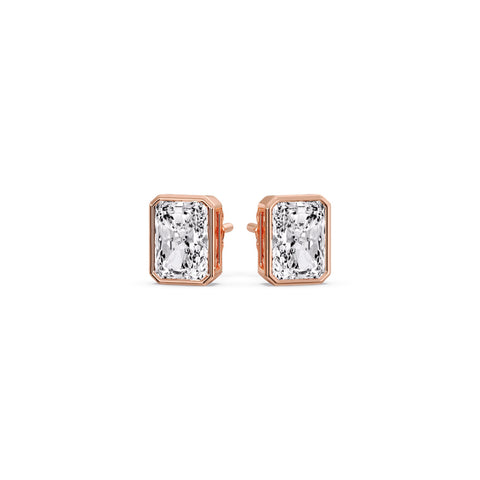 Minimalist Radiant Diamond Bezel Studs
