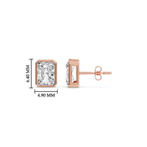 Minimalist Radiant Diamond Bezel Studs