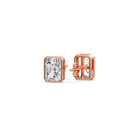Minimalist Radiant Diamond Bezel Studs