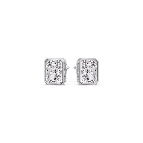 Minimalist Radiant Diamond Bezel Studs