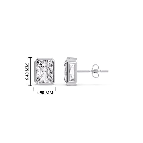 Minimalist Radiant Diamond Bezel Studs