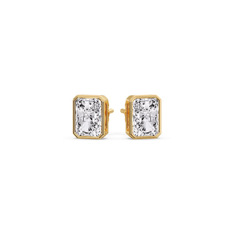 Minimalist Radiant Diamond Bezel Studs