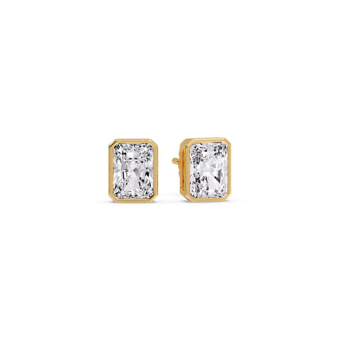 Minimalist Radiant Diamond Bezel Studs