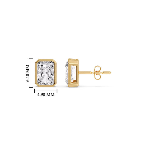 Minimalist Radiant Diamond Bezel Studs