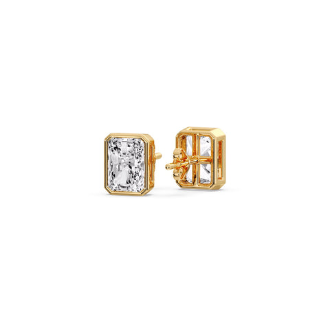 Minimalist Radiant Diamond Bezel Studs