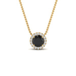 Load image into Gallery viewer, half-carat-round-black-diamond-halo-necklace-in-FD-PD10984GBLACK-0.50CT-NL-YG-GS
