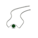 Load image into Gallery viewer, half-carat-round-emerald-halo-necklace-in-FD-PD10984GEMGR-0.50CT-NL-WG-GS

