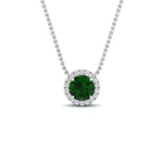 Load image into Gallery viewer, half-carat-round-emerald-halo-necklace-in-FD-PD10984GEMGR-0.50CT-NL-WG-GS
