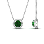 Load image into Gallery viewer, half-carat-round-emerald-halo-necklace-in-FD-PD10984GEMGR-0.50CT-NL-WG-GS
