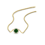 Load image into Gallery viewer, half-carat-round-emerald-halo-necklace-in-FD-PD10984GEMGR-0.50CT-NL-YG-GS
