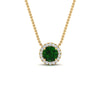 Load image into Gallery viewer, half-carat-round-emerald-halo-necklace-in-FD-PD10984GEMGR-0.50CT-NL-YG-GS