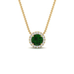 Load image into Gallery viewer, half-carat-round-emerald-halo-necklace-in-FD-PD10984GEMGR-0.50CT-NL-YG-GS
