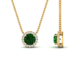Load image into Gallery viewer, half-carat-round-emerald-halo-necklace-in-FD-PD10984GEMGR-0.50CT-NL-YG-GS
