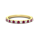 Load image into Gallery viewer, half-carat-round-pink-sapphire-delicate-band-in-yellow-gold-FD8370GSADRPI-0.50CT-NL-YG.jpg