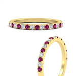 Load image into Gallery viewer, half-carat-round-pink-sapphire-delicate-band-in-yellow-gold-FD8370GSADRPIANGLE3-0.50CT-NL-YG.jpg
