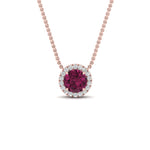Load image into Gallery viewer, half-carat-round-pink-sapphire-halo-necklace-in-FD-PD10984GSADRPI-0.50CT-NL-RG-GS
