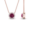 Load image into Gallery viewer, half-carat-round-pink-sapphire-halo-necklace-in-FD-PD10984GSADRPI-0.50CT-NL-RG-GS
