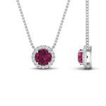 Load image into Gallery viewer, half-carat-round-pink-sapphire-halo-necklace-in-FD-PD10984GSADRPI-0.50CT-NL-WG-GS
