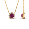 Load image into Gallery viewer, half-carat-round-pink-sapphire-halo-necklace-in-FD-PD10984GSADRPI-0.50CT-NL-YG-GS