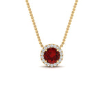 Load image into Gallery viewer, half-carat-round-ruby-halo-necklace-in-FD-PD10984GRUDR-0.50CT-NL-YG-GS
