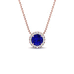 Load image into Gallery viewer, half-carat-round-sapphire-halo-necklace-in-FD-PD10984GSABL-0.50CT-NL-RG-GS
