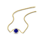 Load image into Gallery viewer, half-carat-round-sapphire-halo-necklace-in-FD-PD10984GSABL-0.50CT-NL-YG-GS
