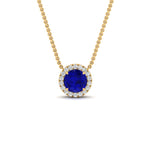 Load image into Gallery viewer, half-carat-round-sapphire-halo-necklace-in-FD-PD10984GSABL-0.50CT-NL-YG-GS
