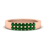 Load image into Gallery viewer, half-carat-two-row-round-emerald-wedding-band-in-rose-gold-FD11382BGEMGR-0.50CT-NL-RG