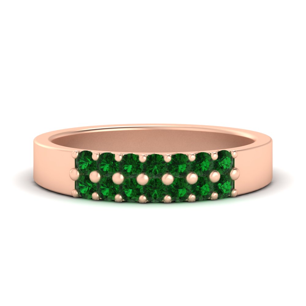 half-carat-two-row-round-emerald-wedding-band-in-rose-gold-FD11382BGEMGR-0.50CT-NL-RG