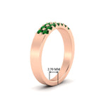 Load image into Gallery viewer, half-carat-two-row-round-emerald-wedding-band-in-rose-gold-FD11382BGEMGRANGLE2-0.50CT-NL-RG-HW