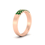 Load image into Gallery viewer, half-carat-two-row-round-emerald-wedding-band-in-rose-gold-FD11382BGEMGRANGLE2-0.50CT-NL-RG