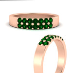 Load image into Gallery viewer, half-carat-two-row-round-emerald-wedding-band-in-rose-gold-FD11382BGEMGRANGLE3-0.50CT-NL-RG