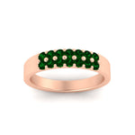 Load image into Gallery viewer, half-carat-two-row-round-emerald-wedding-band-in-rose-gold-FD11382BGEMGRANGLE5-0.50CT-NL-RG
