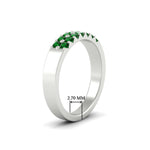 Load image into Gallery viewer, half-carat-two-row-round-emerald-wedding-band-in-white-gold-FD11382BGEMGRANGLE2-0.50CT-NL-WG-HW