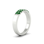 Load image into Gallery viewer, half-carat-two-row-round-emerald-wedding-band-in-white-gold-FD11382BGEMGRANGLE2-0.50CT-NL-WG