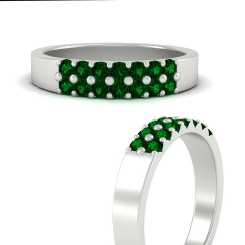 half-carat-two-row-round-emerald-wedding-band-in-white-gold-FD11382BGEMGRANGLE3-0.50CT-NL-WG