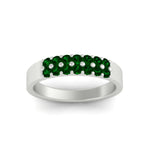 Load image into Gallery viewer, half-carat-two-row-round-emerald-wedding-band-in-white-gold-FD11382BGEMGRANGLE5-0.50CT-NL-WG