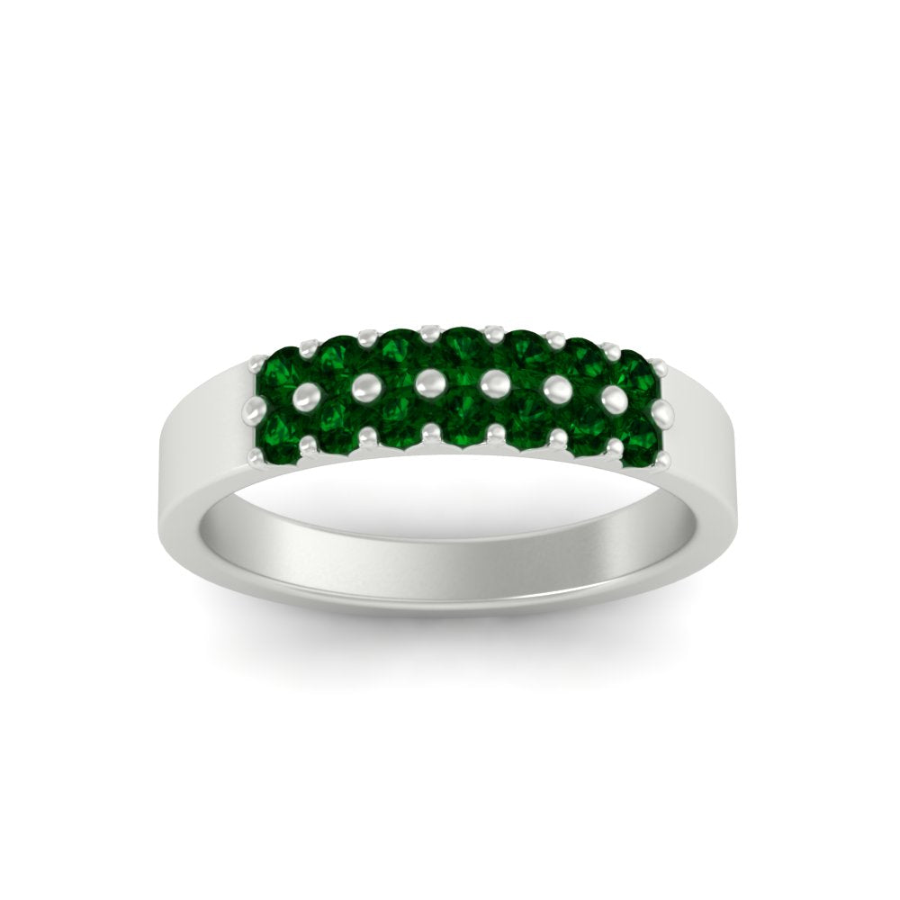 half-carat-two-row-round-emerald-wedding-band-in-white-gold-FD11382BGEMGRANGLE5-0.50CT-NL-WG