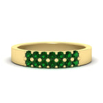Load image into Gallery viewer, half-carat-two-row-round-emerald-wedding-band-in-yellow-gold-FD11382BGEMGR-0.50CT-NL-YG