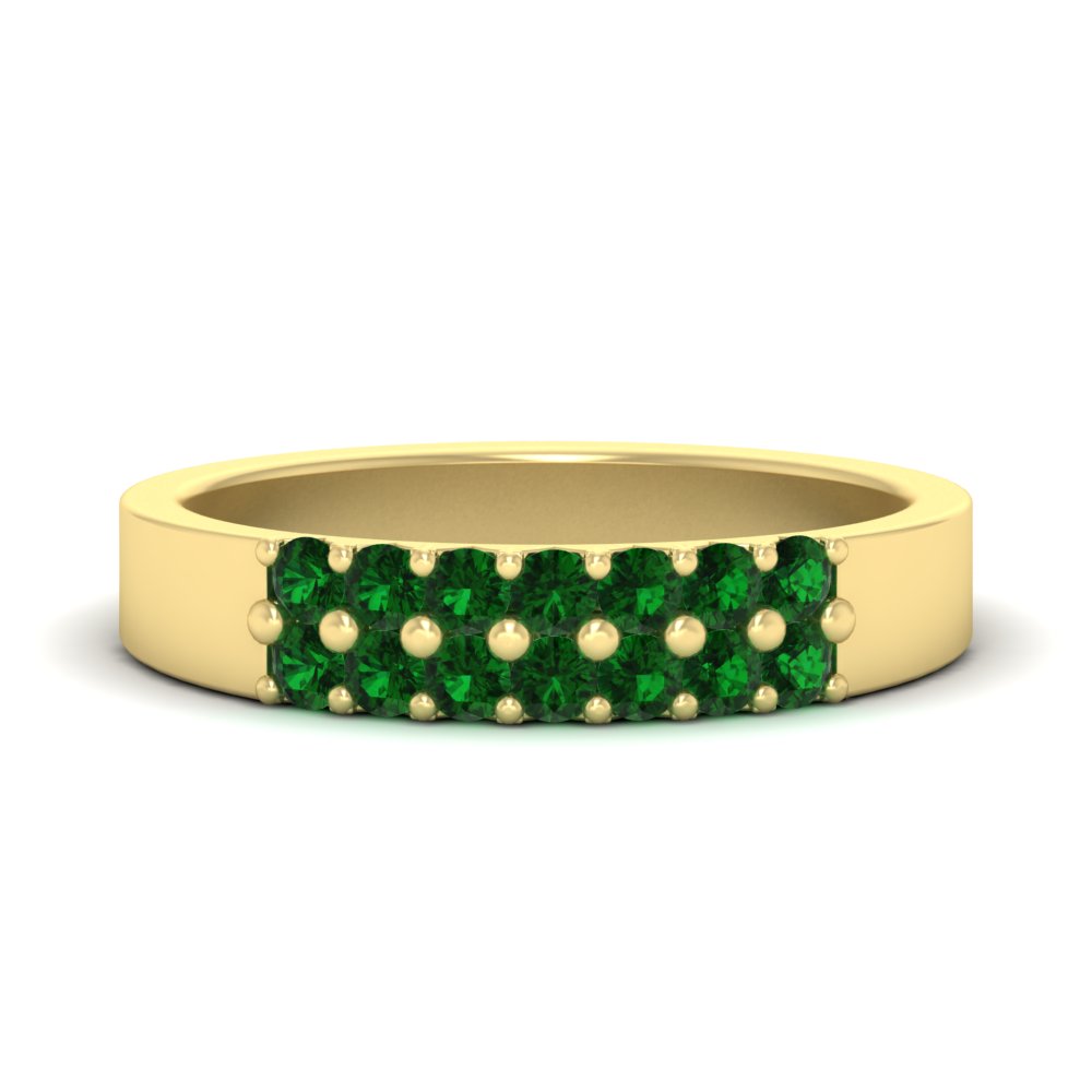 half-carat-two-row-round-emerald-wedding-band-in-yellow-gold-FD11382BGEMGR-0.50CT-NL-YG