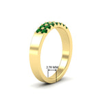 Load image into Gallery viewer, half-carat-two-row-round-emerald-wedding-band-in-yellow-gold-FD11382BGEMGRANGLE2-0.50CT-NL-YG-HW