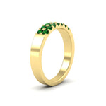 Load image into Gallery viewer, half-carat-two-row-round-emerald-wedding-band-in-yellow-gold-FD11382BGEMGRANGLE2-0.50CT-NL-YG