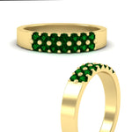Load image into Gallery viewer, half-carat-two-row-round-emerald-wedding-band-in-yellow-gold-FD11382BGEMGRANGLE3-0.50CT-NL-YG