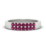 Load image into Gallery viewer, half-carat-two-row-round-pink-sapphire-wedding-band-in-white-gold-FD11382BGSADRPI-0.50CT-NL-WG