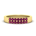 Load image into Gallery viewer, half-carat-two-row-round-pink-sapphire-wedding-band-in-yellow-gold-FD11382BGSADRPI-0.50CT-NL-YG