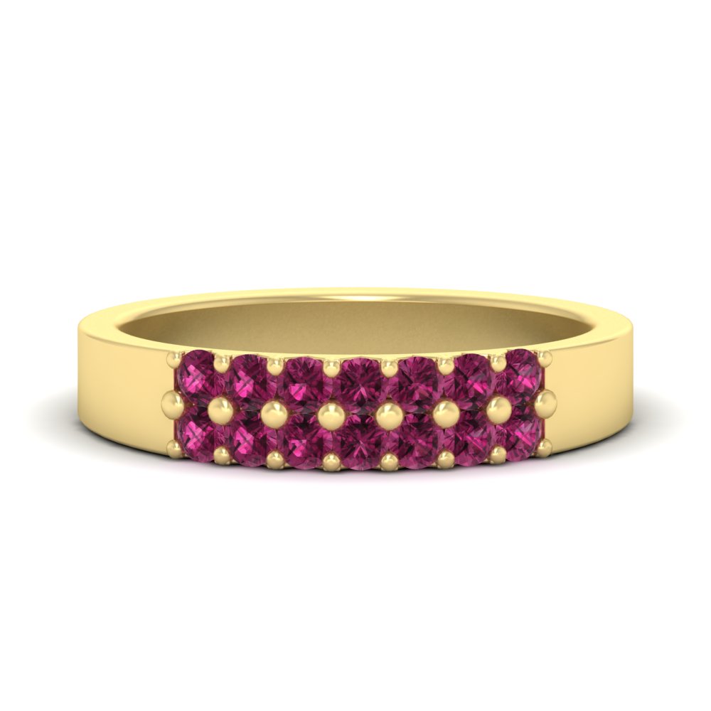 half-carat-two-row-round-pink-sapphire-wedding-band-in-yellow-gold-FD11382BGSADRPI-0.50CT-NL-YG