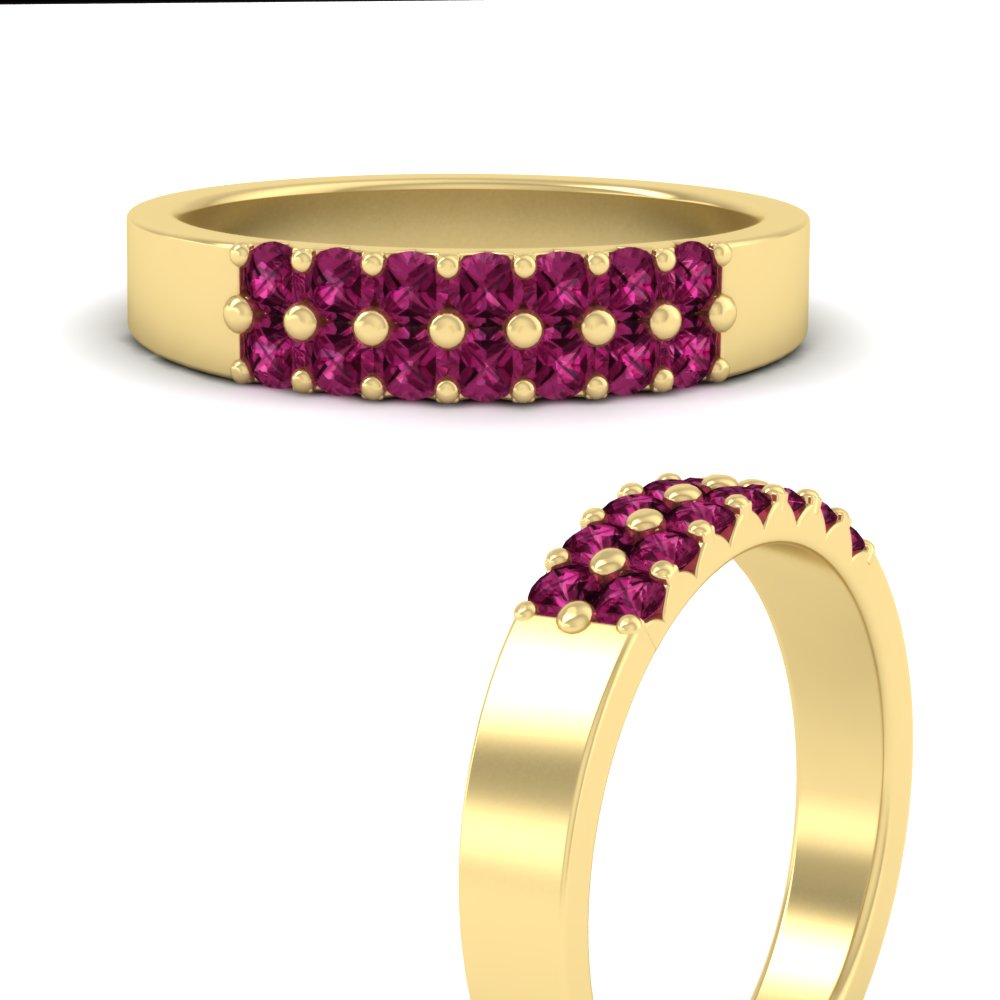 half-carat-two-row-round-pink-sapphire-wedding-band-in-yellow-gold-FD11382BGSADRPIANGLE3-0.50CT-NL-YG