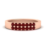 Load image into Gallery viewer, half-carat-two-row-round-ruby-wedding-band-in-rose-gold-FD11382BGRUDR-0.50CT-NL-RG